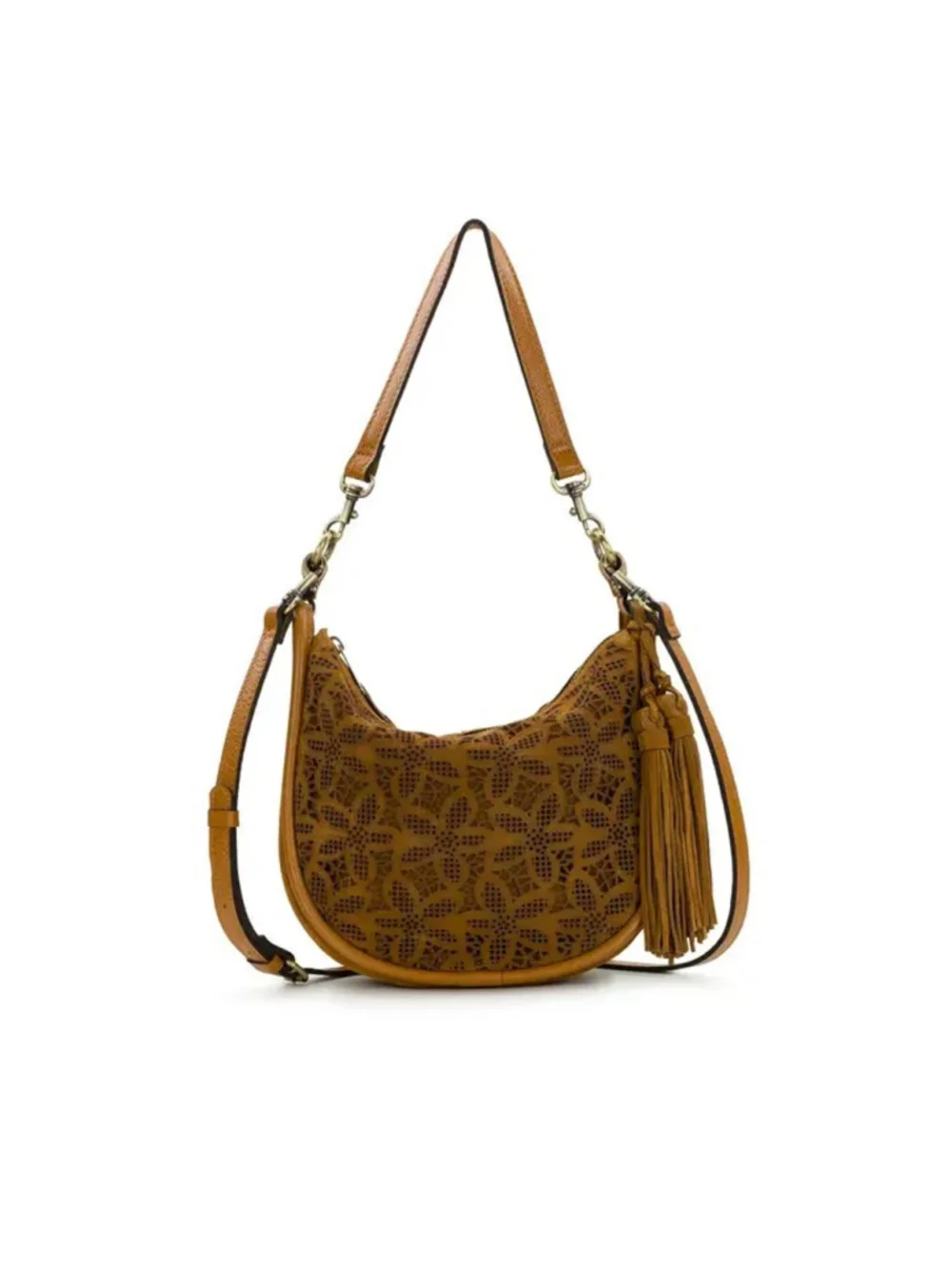 Patricia Nash Calanna Hobo/Crossbody - Floral Perforated cut out Suede